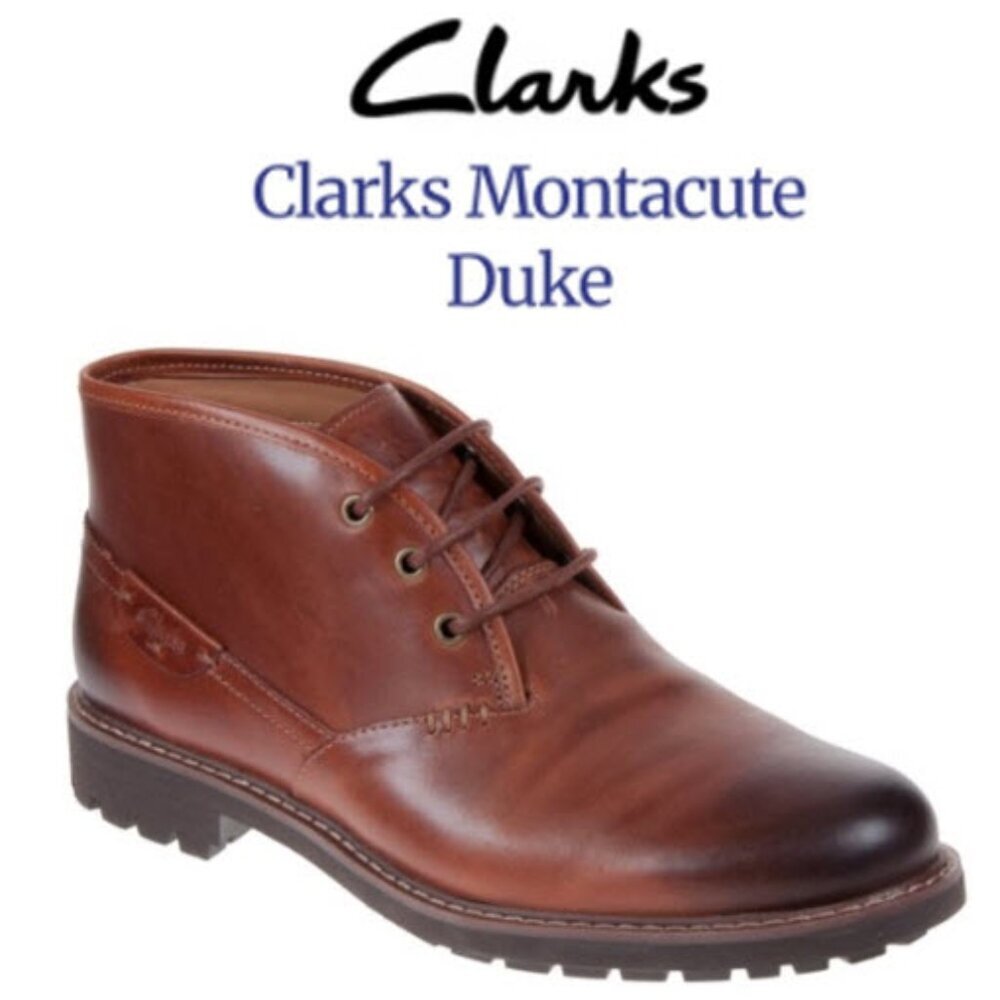 Clarks Brown Chukka Leather Boots with Classic Design Size 12